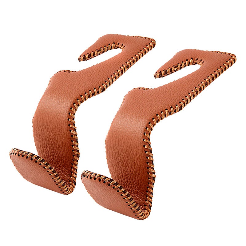 AMVOYOA Purse Hook for Car  Superior Leather Headrest Hanger Matching Cars Interior  Brown Back Seat Organizer Storage Holder - Image 1